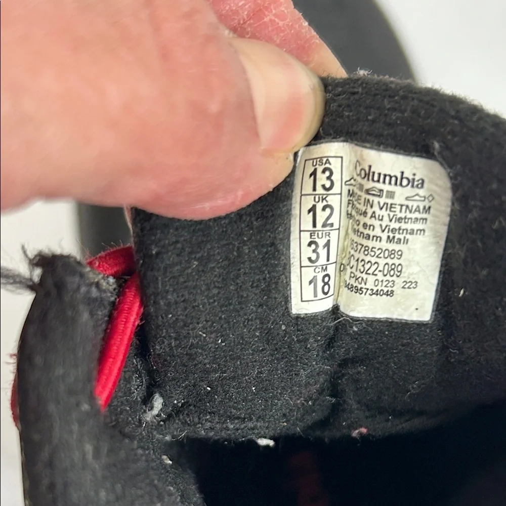 Columbia Kids' Black and Red Snow Boots